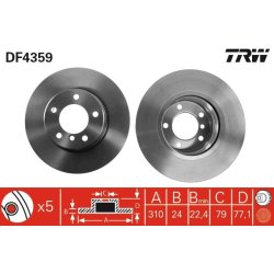 Disque de frein TRW DF4359 pour BMW Série 5, référence d'origine 34116756745 TRW