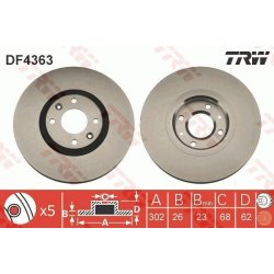 Brake Disc TRW DF4363 OE Ref 98 092 662 80