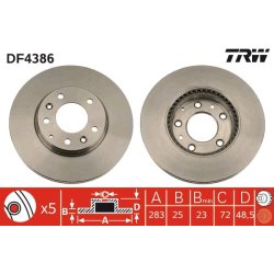 Brake Disc TRW DF4386 OE Ref GJ6Y-33-25XA