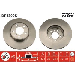 Brake Disc TRW DF4390S OE Ref 6 750 265