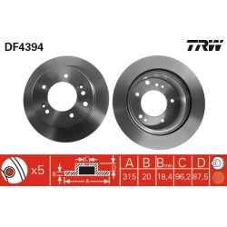 Brake Disc TRW DF4394 OE Ref 58411-3E300