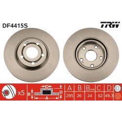 Brake Disc TRW DF4415S OE Ref 43512-0F010