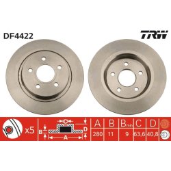Brake Disc TRW DF4422 OE Ref 7M51-2A315-BA