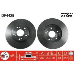 Brake Disc TRW DF4429 OE Ref 45251-SEA-E00