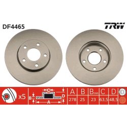 Brake Disc TRW DF4465 OE Ref 3M51-2C375-AC