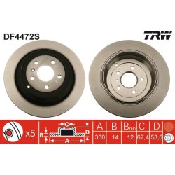 Brake Disc TRW DF4472S OE Ref 164 423 12 12