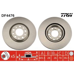 Brake Disc TRW DF4476 OE Ref 46843608