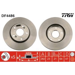 Brake Disc TRW DF4486 OE Ref 45251-SMG-G11