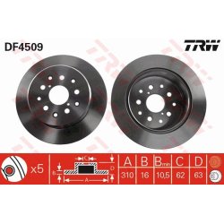 Brake Disc TRW DF4509 OE Ref 42431-53010