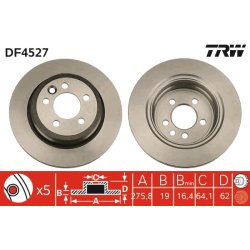 Brake Disc TRW DF4527 OE Ref 10023289