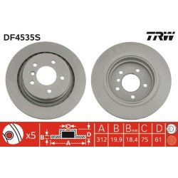 Disque de frein TRW DF4535S pour BMW, WIESMANN 3, Z3, MF3 OE 34212227177