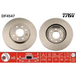 Brake Disc TRW DF4547 OE Ref 96286933