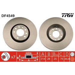 Brake Disc TRW DF4549 OE Ref 90589781