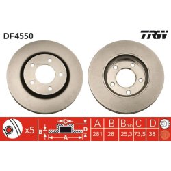 Brake Disc TRW DF4550 OE Ref 4721820AG