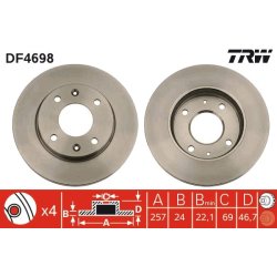 Brake Disc TRW DF4698 OE Ref 51712-2D300