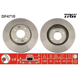 Brake Disc TRW DF4710 OE Ref 51712-3D300