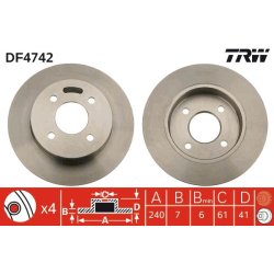 Brake Disc TRW DF4742 OE Ref 43206-5F001
