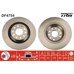 Brake Disc TRW DF4754 OE Ref 1K0 615 601 N