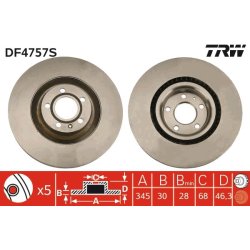 Brake Disc TRW DF4757S OE Ref 8E0 615 301 T