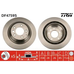 Brake Disc TRW DF4759S OE Ref 7L8 615 601 A