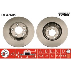 Brake Disc TRW DF4760S OE Ref 7L8615302