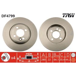 Disque de frein TRW DF4799 pour MINI MINI OE 34116774985 TRW