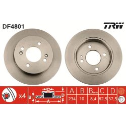 Brake Disc TRW DF4801 OE Ref 58411-07300