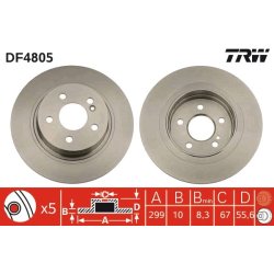 Brake Disc TRW DF4805 OE Ref 204 423 09 12