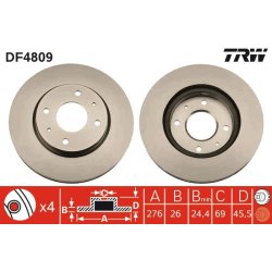 Brake Disc TRW DF4809 OE Ref MR510742