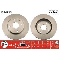 Disque de frein TRW DF4812 pour CHEVROLET, DAEWOO OE 96328338