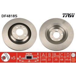 Brake Disc TRW DF4818S OE Ref 4F0 615 601 F