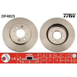 Brake Disc TRW DF4825 OE Ref 45251-SAA-G50