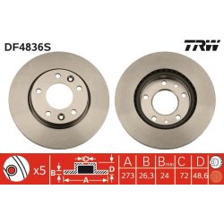 Brake Disc TRW DF4836S OE Ref 0K55A-33251