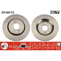 Brake Disc TRW DF4857S OE Ref 45251-T1E-G00