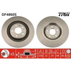 Brake Disc TRW DF4860S OE Ref 8K0 615 601 C