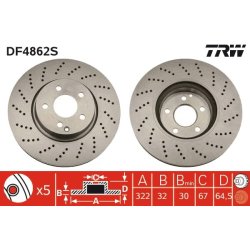 Brake Disc TRW DF4862S OE Ref 204 421 10 12
