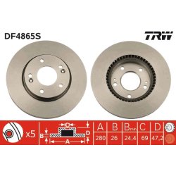 Brake Disc TRW DF4865S OE Ref 51712-2L000
