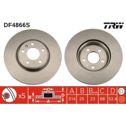 Brake Disc TRW DF4866S OE Ref 8W0 615 301 G