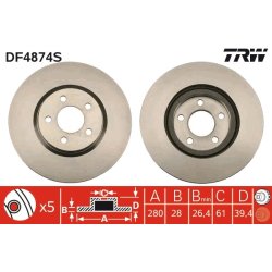 Brake Disc TRW DF4874S OE Ref 05273141AA