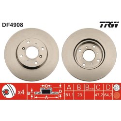Brake Disc TRW DF4908 OE Ref 45251-ST3-E60