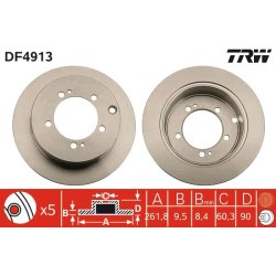 Disque de frein TRW DF4913 pour MITSUBISHI PAJERO OE MR493489