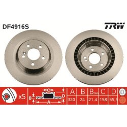 Brake Disc TRW DF4916S OE Ref 221 423 04 12