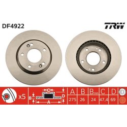 Brake Disc TRW DF4922 OE Ref 51712-2H000