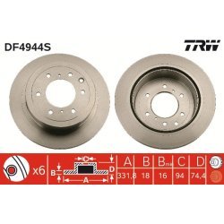 Disque de frein TRW DF4944S pour MITSUBISHI PAJERO OE 4615A037