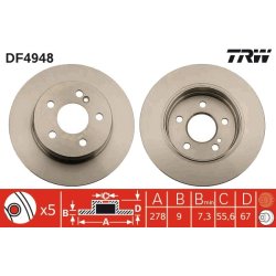 Brake Disc TRW DF4948 OE Ref A 204 423 05 12