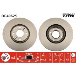 Brake Disc TRW DF4962S OE Ref 4249 86