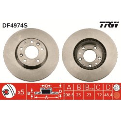 Brake Disc TRW DF4974S OE Ref G33Y-33-25XA