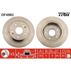 Brake Disc TRW DF4982 OE Ref 42510-TA0-A00
