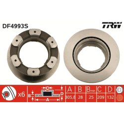 Brake Disc TRW DF4993S OE Ref 2996049
