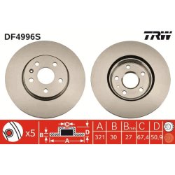 Brake Disc TRW DF4996S OE Ref 5 69 083
